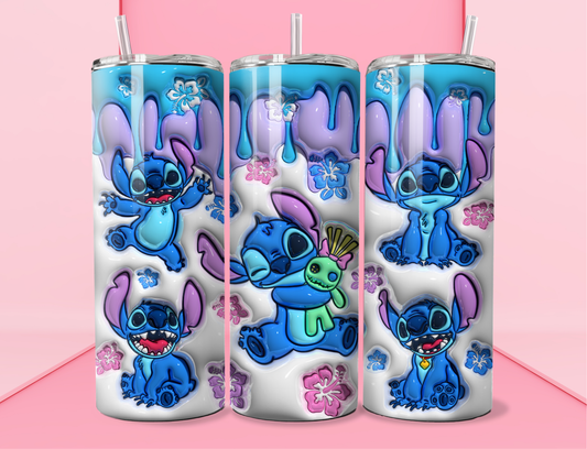 3D Stitch & Teddy 20oz Skinny Tumbler