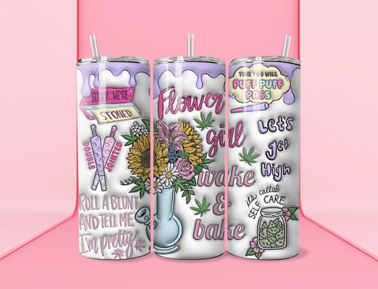 3D Flower Girl 20oz Skinny Tumbler