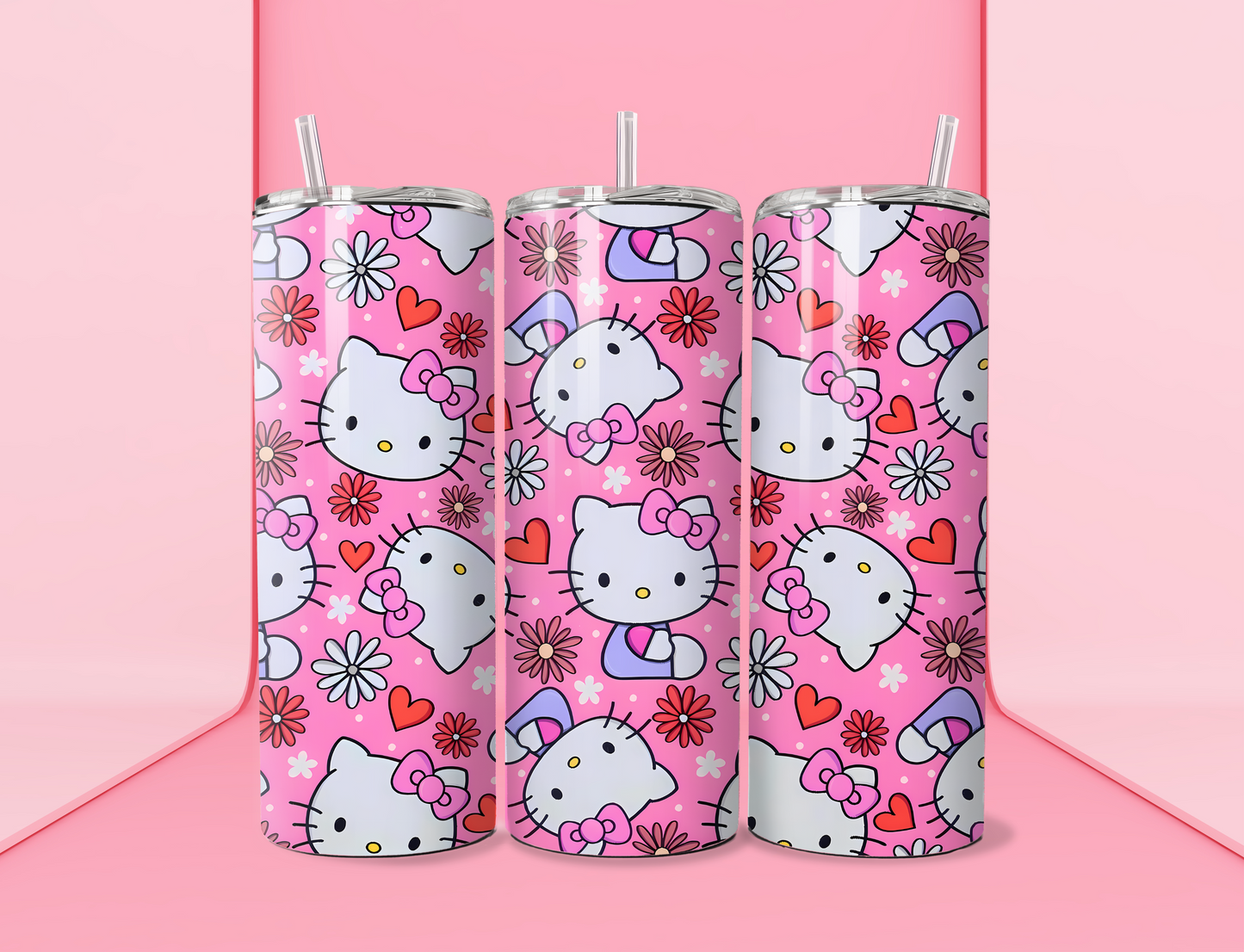 Kitty & Flowers 20oz Skinny Tumbler