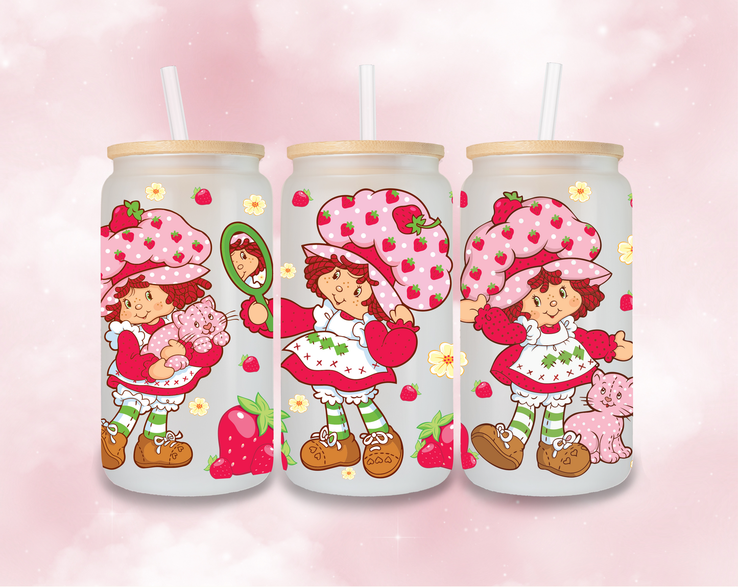 Strawberry Shortcake Glass Can